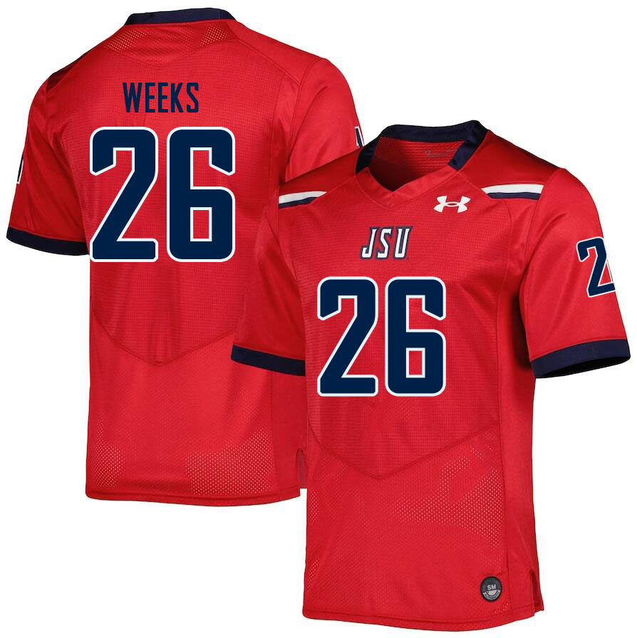 Men-Youth #26 J.J. Weeks Jackson State Tigers 2023 College Football Jerseys Stitched-Red